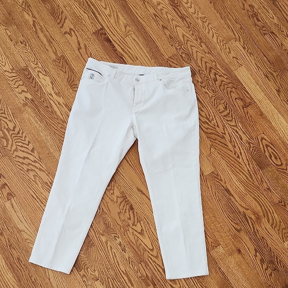 Brunello Cucinelli Men's Cream (Ecru) Traditional Fit Jeans Pants